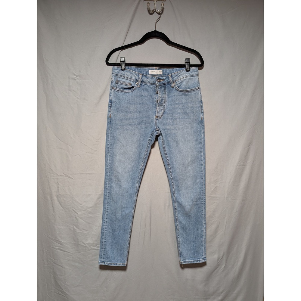 Topman Light‎ Wash Stretch Skinny Jeans Button Fly UK Fashion Men's 32x30